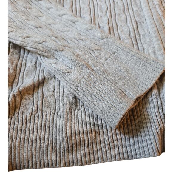 Amber Sun | Two Way Zipper, Grey Cable Knit Sweater | Size Large - Picture 6 of 7